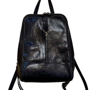 Unbranded Unisex Black Genuine Leather Backpack Made In Italy